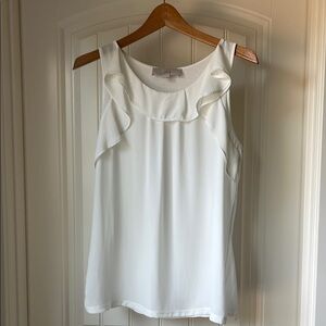 Loft ruffle neck tank top